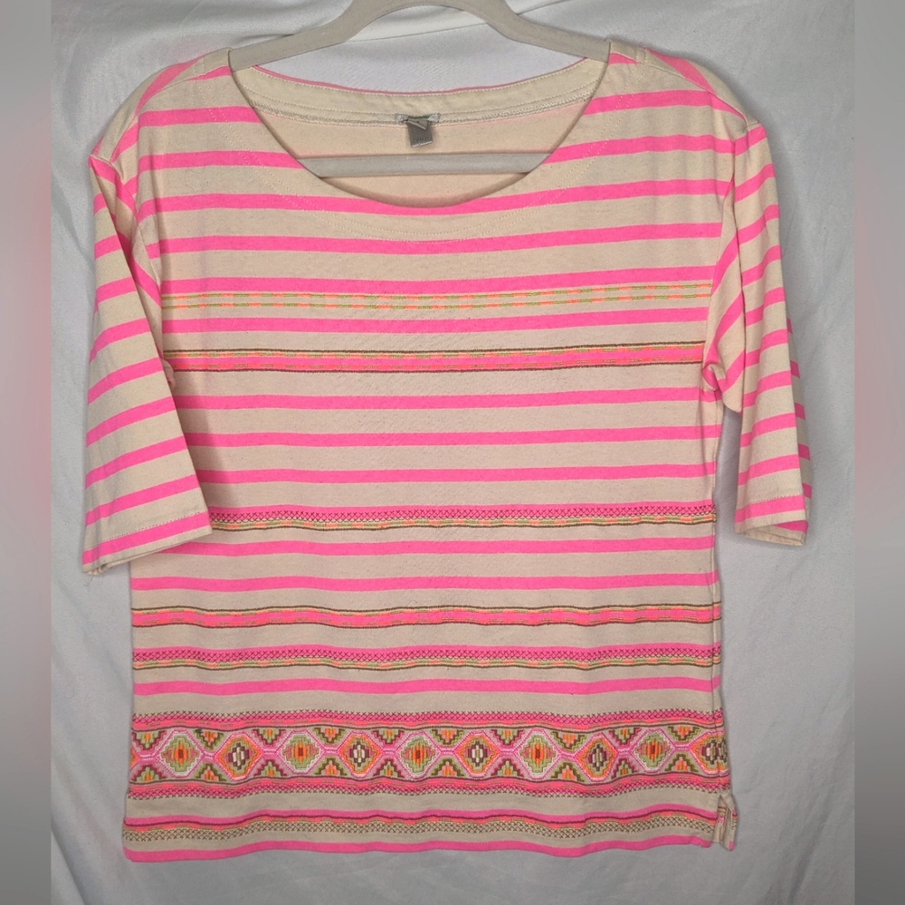 J. Crew Neon Embroidered Top, Small